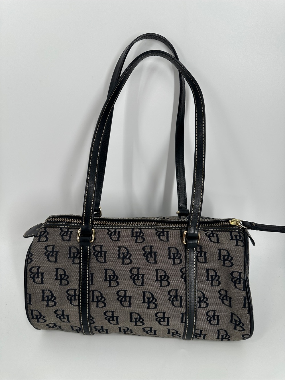 Dooney & Bourke Monogram Barrel Duffel with Leather Trim